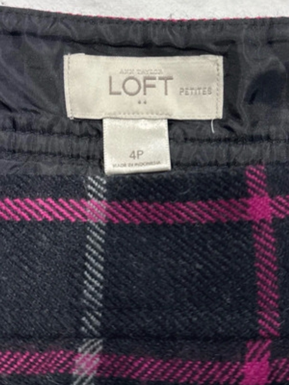 LOFT Girls' Black Plaid Skirt with Pink Accents